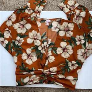 Rust Floral Crop Top size XL